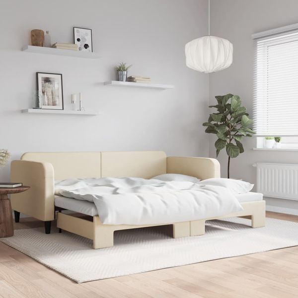vidaXL Tagesbett Ausziehbar Creme 90x200 cm Stoff 3196820