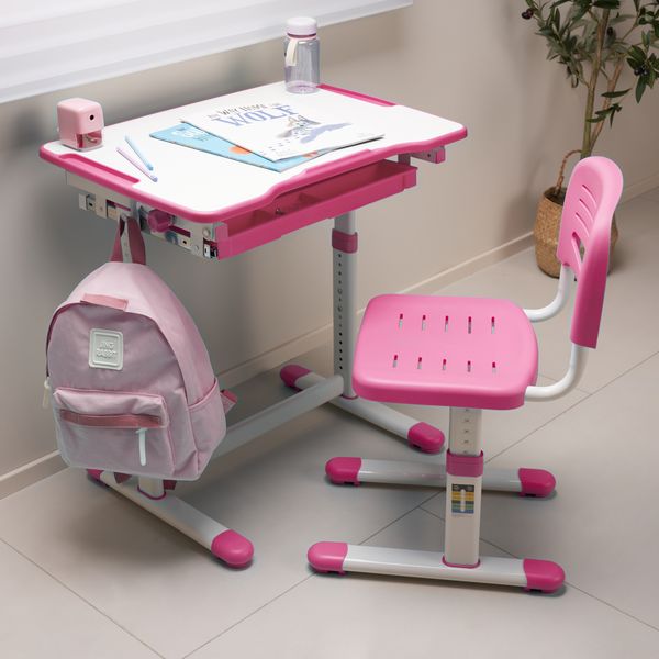 Kinderschreibtischset Sala 2-tlg. Kindertisch mit Stuhl Pink [en. casa]