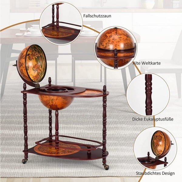 COSTWAY Weinregal Flaschenregal, Mit 3 Rollen, mit Tischplatte Bild 2