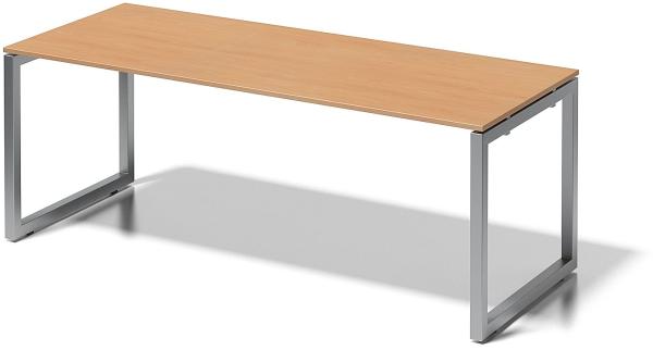 Cito Schreibtisch, 740 mm höhenfixes O-Gestell, H 19 x B 2000 x T 800 mm, Dekor buche, Gestell silber