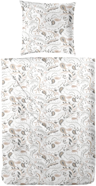Primera Soft-Seersucker Bettwäsche 155x220 Paisley weiß grau beige 213066-70