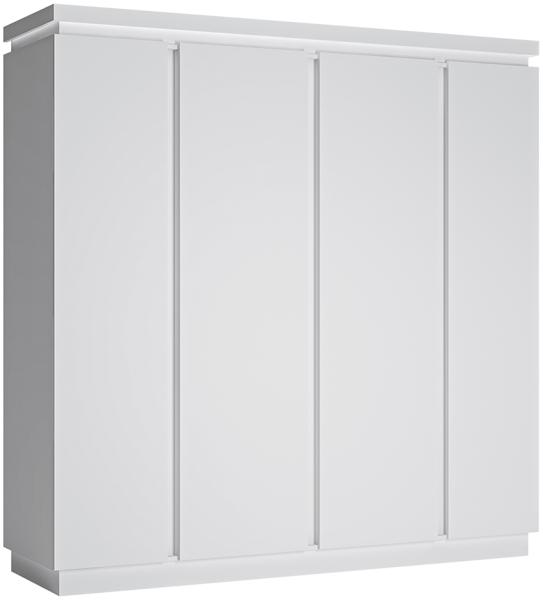 Kleiderschrank 4-türig in weiß Hochglanz LYNDHURST-129, B/H/T ca. 216/217/60 cm