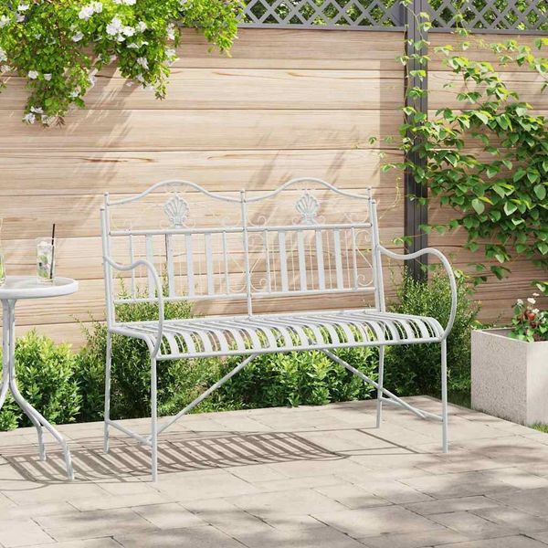 vidaXL Gartenbank Antik Weiß 103,5 x 59 x 89 cm Stahl 42008118