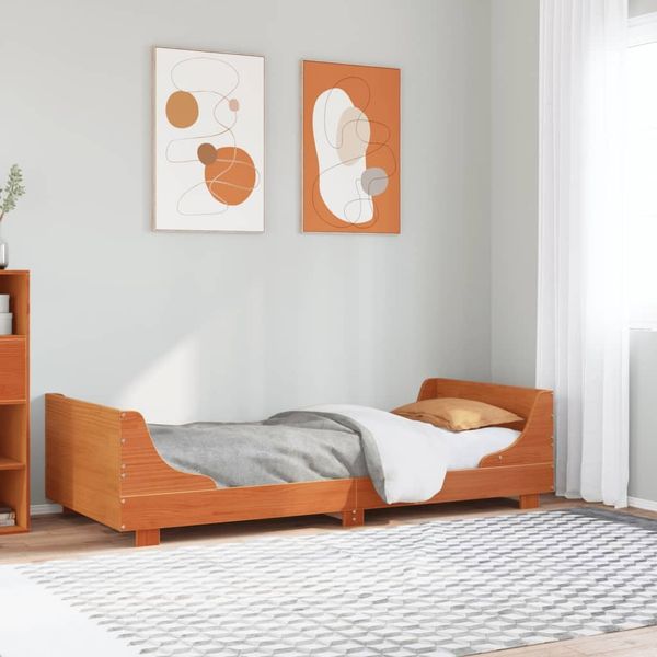 vidaXL Massivholzbett ohne Matratze Wachsbraun 90x190 cm Kiefernholz 850790