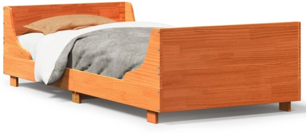 vidaXL Massivholzbett ohne Matratze Wachsbraun 90x190 cm Kiefernholz 850790