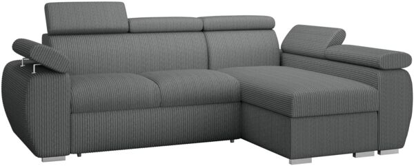 'Boston Mini Premium' Ecksofa, Cord, Dunkelgrau, 98 x 255 x 170 cm, Rechts