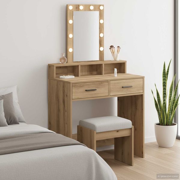 vidaXL Schminktisch mit Speicher Braun 79 x 41 x 140 cm Holzwerkstoff 865171