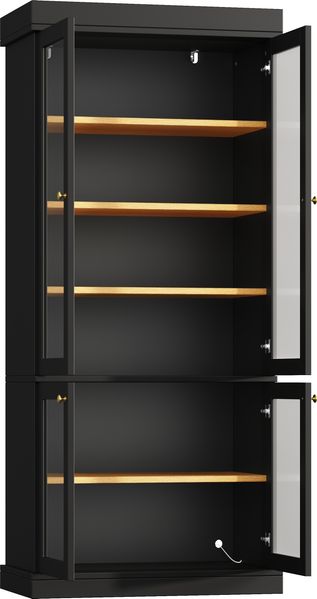 Merax Glasvitrine, (2-teiliges Set) Hochschrank, Standhochschrank mit integrierter LED-Stimmungsbeleuchtung, mit Kippschutz, Schwarz Bild 9