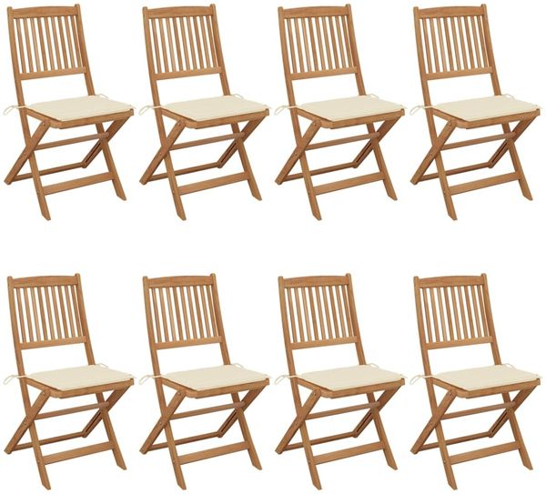 vidaXL Klappbare Gartenstühle 8 Stk. mit Kissen Massivholz Akazie 3075023