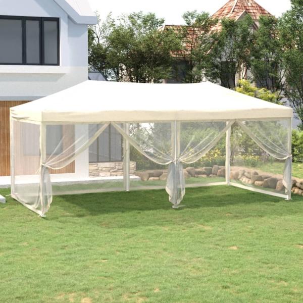 vidaXL Partyzelt Faltbar mit Seitenwänden Creme 3x6 m 93550