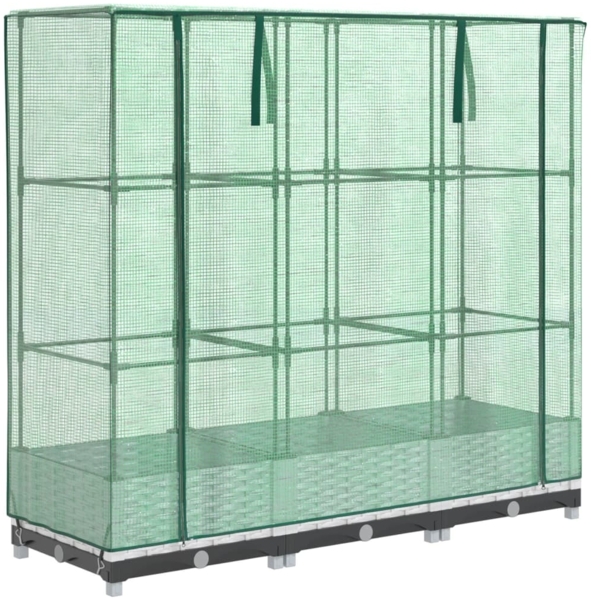 vidaXL Hochbeet mit Gewächshaus-Aufsatz Rattan-Optik 120x40x123 cm 4015839