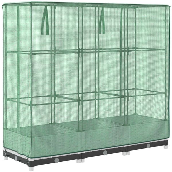 vidaXL Hochbeet mit Gewächshaus-Aufsatz Rattan-Optik 120x40x123 cm 4015839 Bild 6