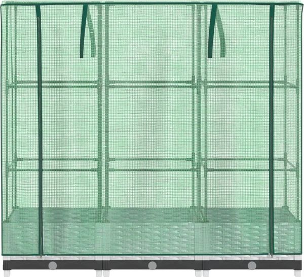 vidaXL Hochbeet mit Gewächshaus-Aufsatz Rattan-Optik 120x40x123 cm 4015839 Bild 4