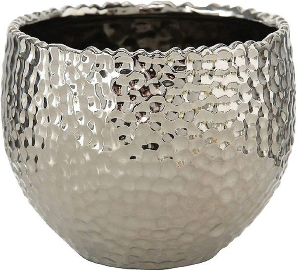 BOLTZE GRUPPE GmbH Übertopf Übertopf Lajos Steingut H. 10 cm Ø. 13 cm silber klein
