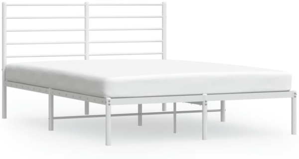 vidaXL Bettgestell mit Kopfteil Metall Weiß 160x200 cm 352371 Bild 6