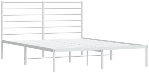 vidaXL Bettgestell mit Kopfteil Metall Weiß 160x200 cm 352371 Bild 2