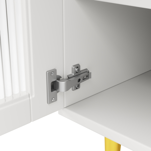 Sideboard Anrichte Buffet Weiß Schrank mit Changhong Glastür und Weinregal,mit Schubladen Metallgriffen und erhöhtem Boden Bild 9