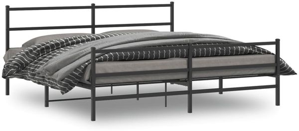 vidaXL Bettgestell mit Kopf- und Fußteil Metall Schwarz 180x200 cm 355387