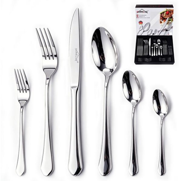 HOMELUX Besteck-Set Besteck set für 12 Personen,72-tlg Edelstahl Besteckset,Cutlery Set, Edelstahl,Spiegelpoliert