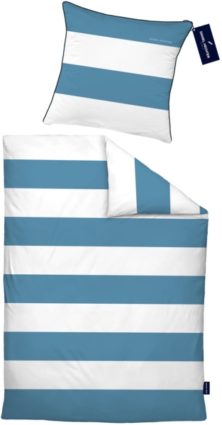 Daniel Hechter Bettwäsche Renforce 0041301 BLOCKSTREIFEN, taubenblau, 1x 155x220 cm + 1x 80x80 cm