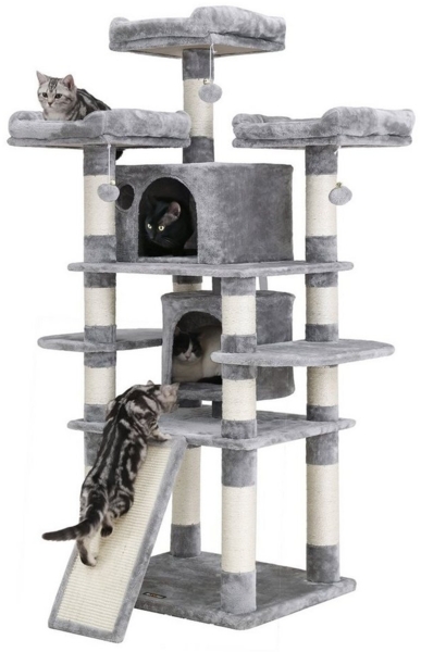 Feandrea Kratzbaum, großer Katzenbaum, 170 cm, hellgrau von Songmics