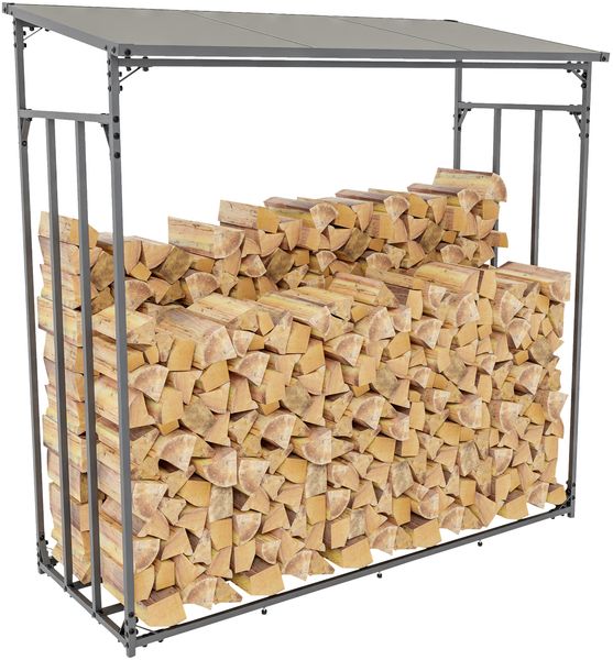 Kaminholzregal aussen mit Abdeckung HEOD - für Feuerholz Brennholzregal aussen Kaminholzunterstand Kaminholzständer draussen Feuerholzregal aussen, 70x165x165, Aluminium, Ohne Plane
