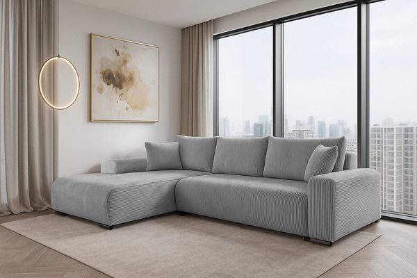 storez24 Ecksofa Soffe, mit Bettkasten und Schlaffunktion, Cordstoff, L-Form, bequem