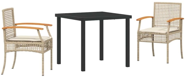 vidaXL Garten Essgruppe 3 pcs Beige Poly-Rattan 3380827