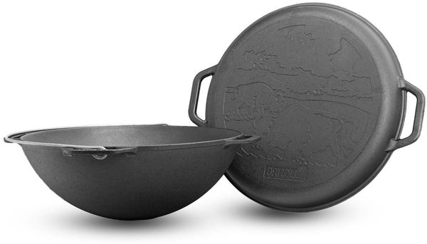 Ø36 Uchag 2mm Stahl Utschak mit Abzugsrohr Utschag Campingofen 8L Gusseisen Kazan mit Gusseisen Deckel-Bratpfanne Kasan Feuerstelle Feldküche Bild 9