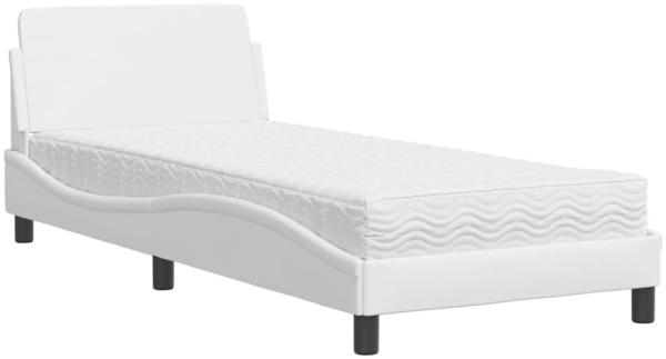 vidaXL Bett mit Matratze "Dover" Weiß 90x190 cm Kunstleder 3208318