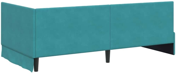 vidaXL Eckbettgestell mit Kopfteil Türkis 90 cm x 200 cm Stoff 42016315 Bild 6