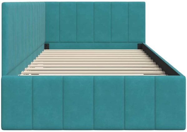 vidaXL Eckbettgestell mit Kopfteil Türkis 90 cm x 200 cm Stoff 42016315 Bild 5