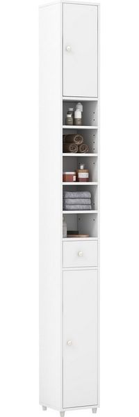KOMFOTTEU Hochschrank Badezimmerschrank mit Schublade, Türen & Ablagen