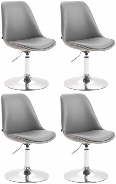CLP 4er Set Esszimmerstühle Maverick Kunstleder drehbar und stufenlos verstellbar,grau chrom