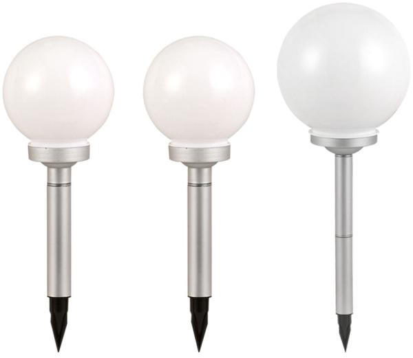 3er Set LED Kugel Solarleuchten, Durchmesser 2x15 cm, 1x20 cm