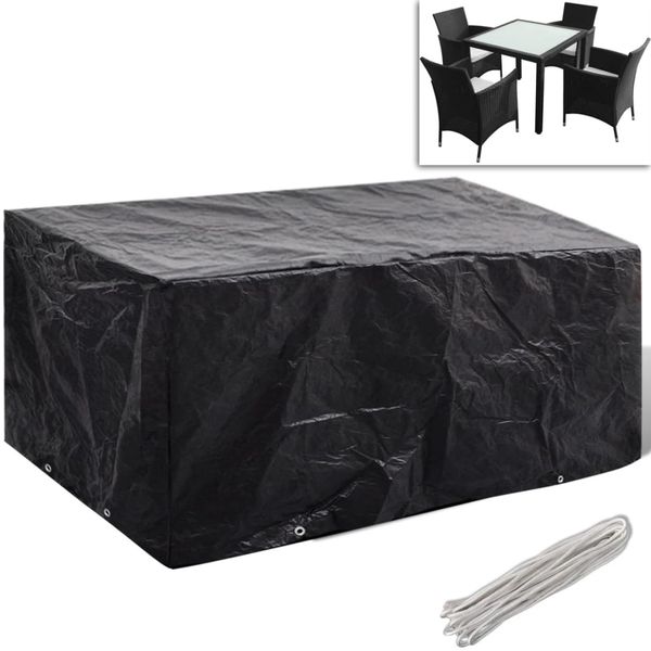 vidaXL Gartenmöbel-Abdeckung mit 8 Ösen, Polyethylen schwarz, 180 x 140 x 90 cm