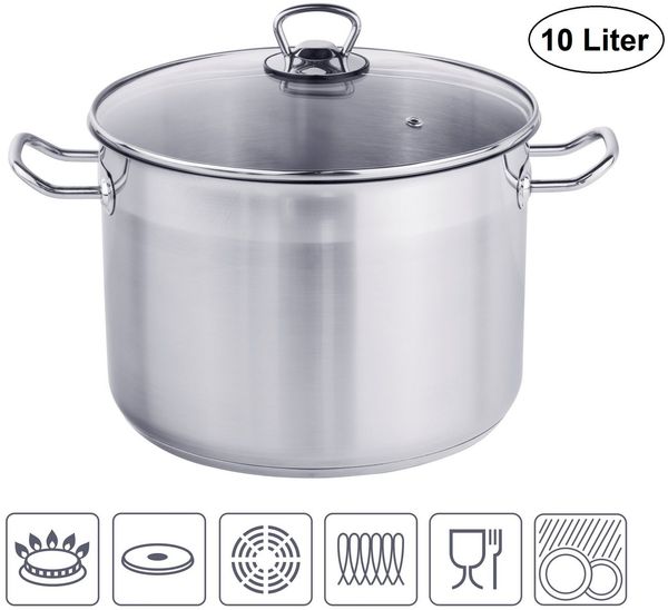 Haushalt International Kochtopf XL Profi Universalkochtopf, Edelstahl, Für alle Herdarten auch Induktion, inkl. Glasdeckel
