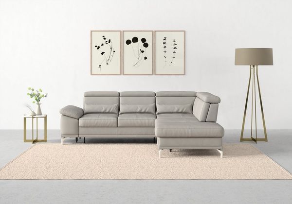 sit&more Ecksofa Cabrio L-Form, mit Sitztiefenverstellung und Federkern, 3 Nierenkissen