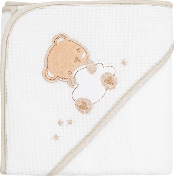 Kikkaboo Kapuzenhandtuch Dream Big 90 x 90 cm Babyhandtuch Tiermotiv Baumwolle beige