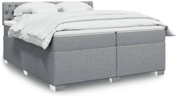 vidaXL Boxspringbett mit Matratze Hellgrau 200x200 cm Stoff 3288302