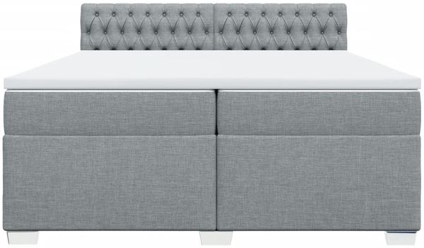 vidaXL Boxspringbett mit Matratze Hellgrau 200x200 cm Stoff 3288302 Bild 6