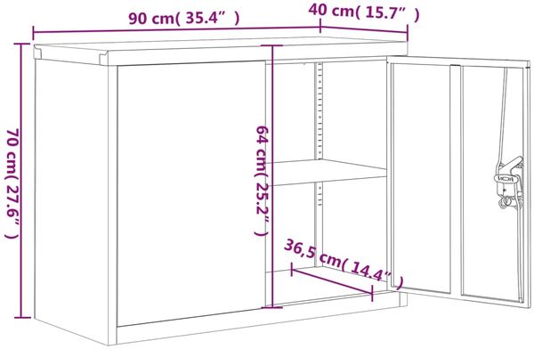 vidaXL Aktenschrank Weiß 90x40x70 cm Stahl 339720 Bild 10