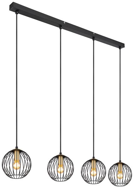 Hängeleuchte, Käfig-Design, schwarz, messingfarben, H 150 cm Bild 6