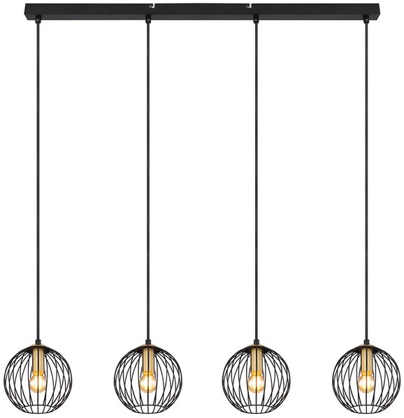 Hängeleuchte, Käfig-Design, schwarz, messingfarben, H 150 cm Bild 7