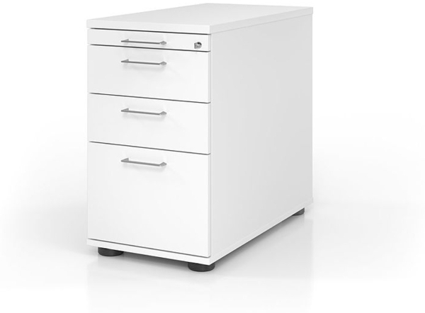 Büro Standcontainer mit Hängeregister Modell SC40 abschließbar W = Weiß-CE = Chromgriff Metall