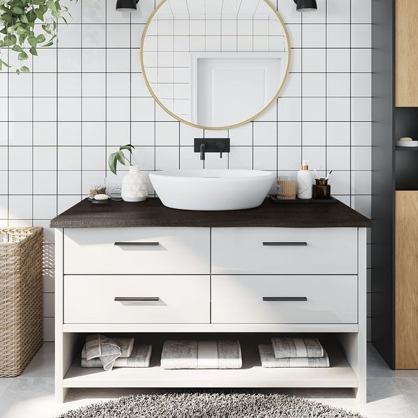 vidaXL Waschtischplatte Dunkelbraun 100x60x(2-4)cm Massivholz 3156231