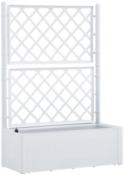 vidaXL Garten-Hochbeet mit Spalier und Selbstbewässerungssystem Weiß 313967