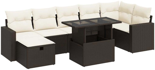 vidaXL 8-tlg. Garten-Sofagarnitur mit Kissen Braun Poly Rattan 3327833