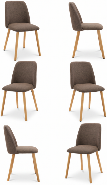 GOEURVANT 421 Esszimmerstühle 6er-Set, Webstoff - Mokkabraun