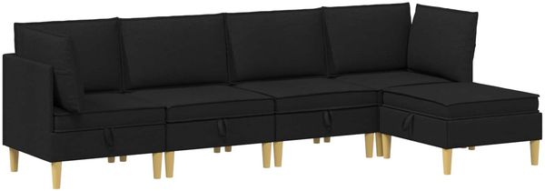 vidaXL Modular Sofa Set mit Stauraum 5 pcs Schwarz Stoff 3413686 Bild 2